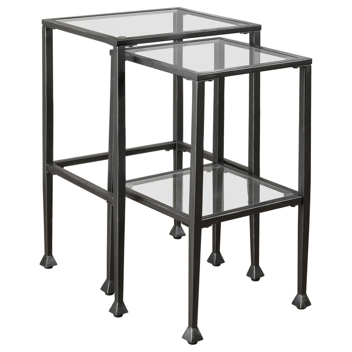 Coaster Furniture 901073 Leilani 2-Piece Glass Top Nesting Table Set Black