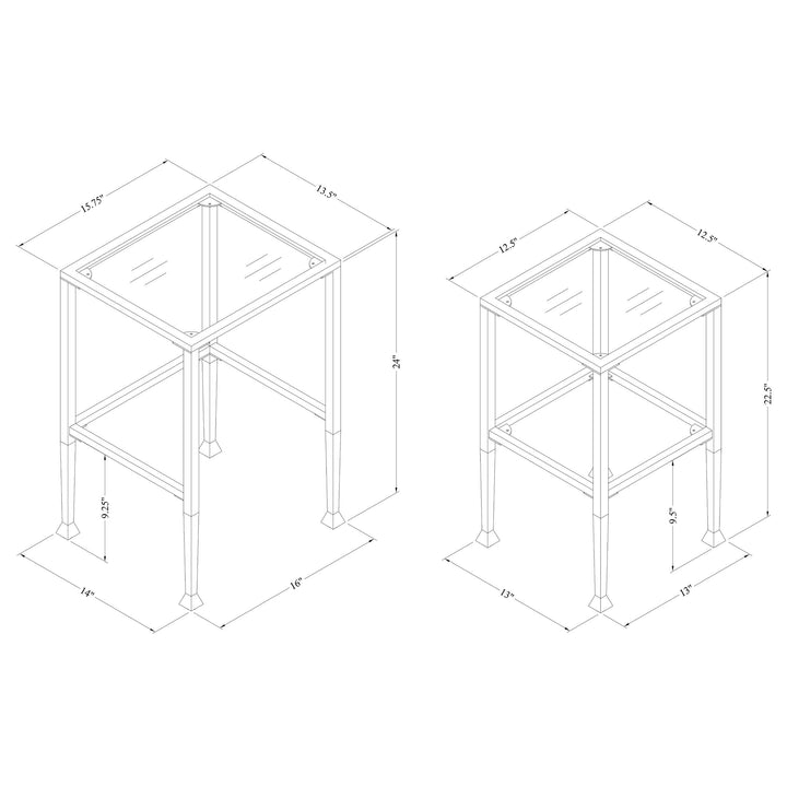 Coaster Furniture 901073 Leilani 2-piece Glass Top Nesting Table Set Black