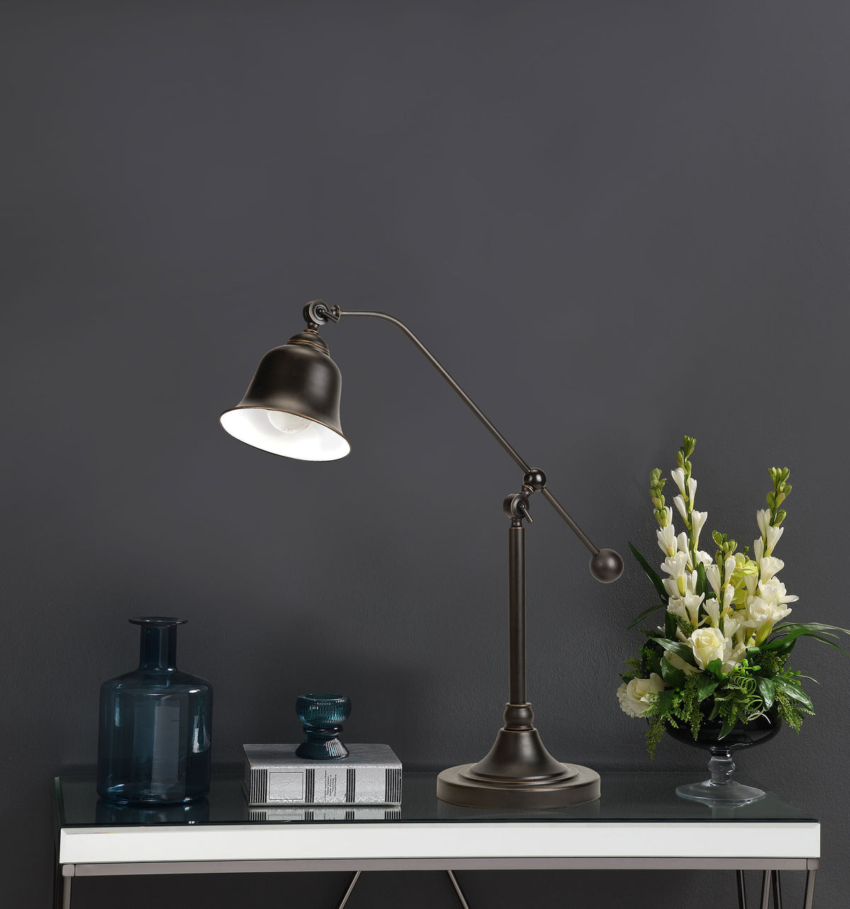 Eduardo - Bell Down Bridge Table Lamp - Dark Bronze