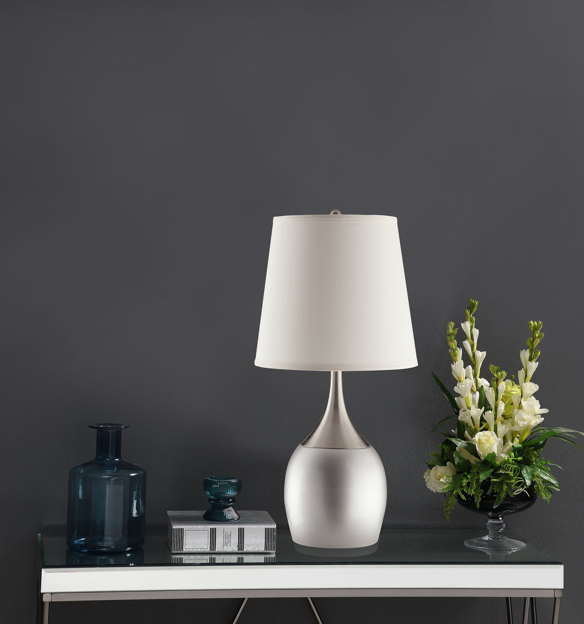 Tenya - Empire Shade Urn Table Lamp (Set of 2) - Silver
