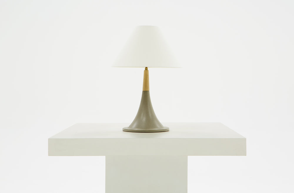 Nunez Modern Concrete & Oak Table Lamp - View 3