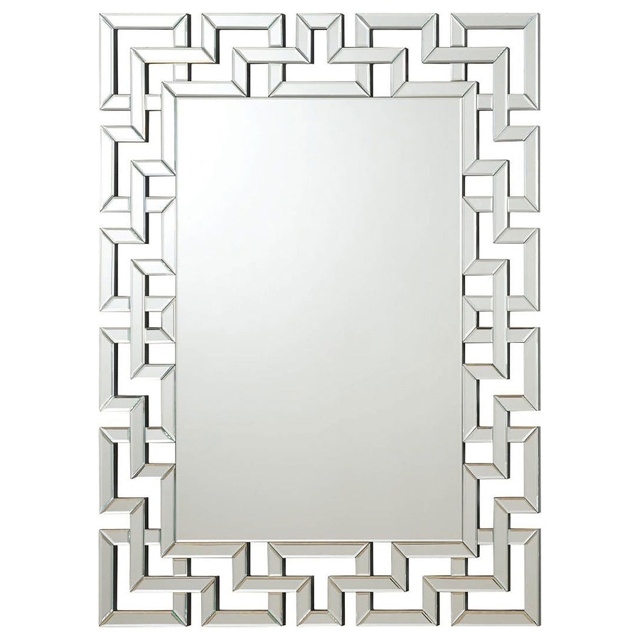 Coaster Furniture 901786 Forman 38 x 48 Inch Greek Motif Frameless Wall Mirror Silver