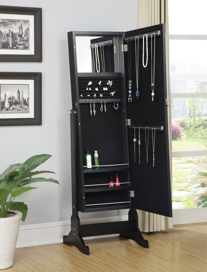 Coaster Furniture 901828 Cortez Cheval Mirror with Jewelry Storage Black