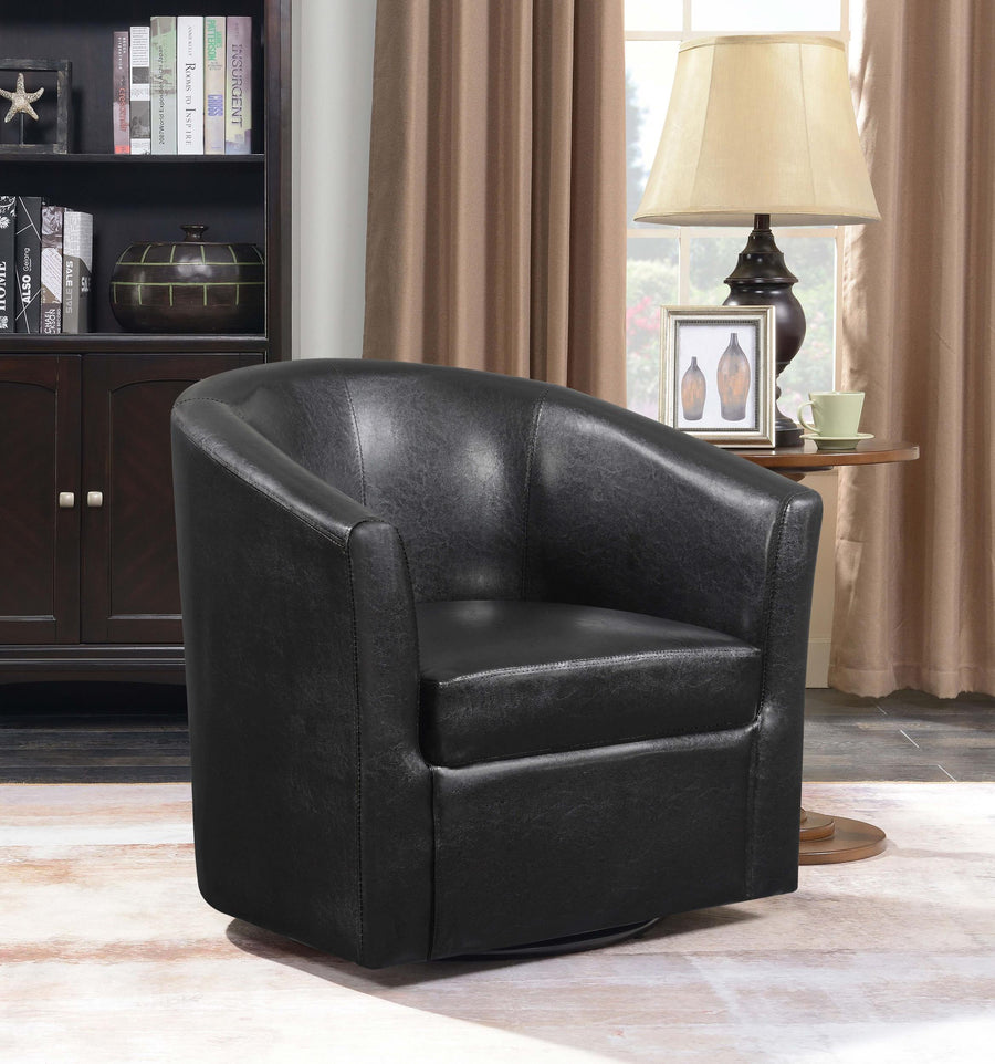 Coaster Furniture 902098 Turner Upholstered Barrel Back Swivel Chair Dark Brown
