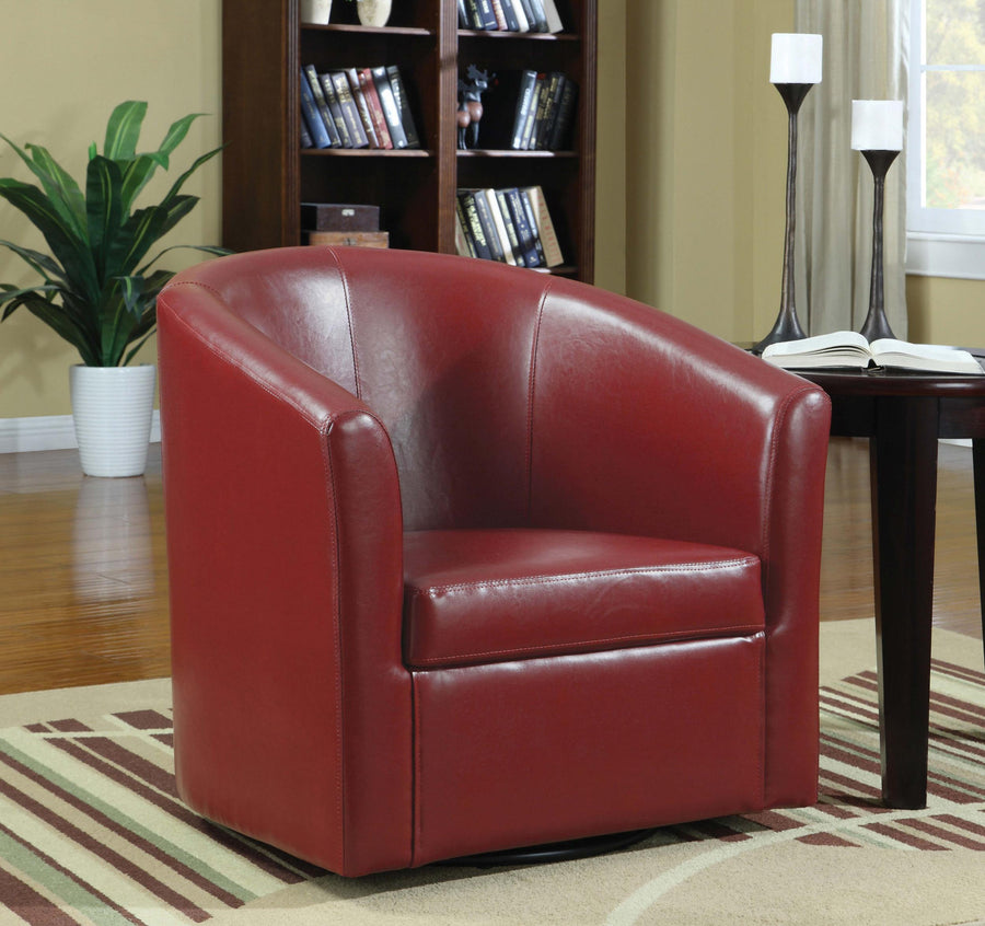 Coaster Furniture 902099 Turner Upholstered Barrel Back Swivel Chair Red