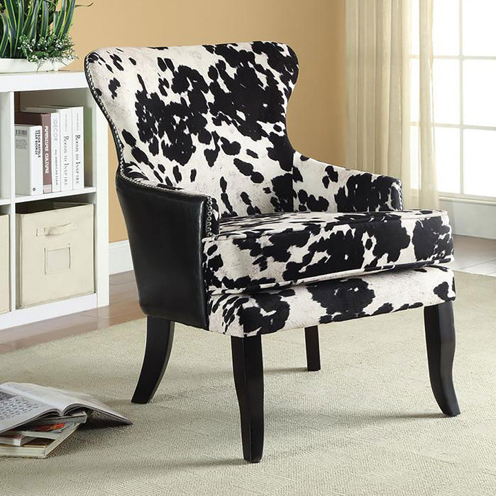 Coaster Furniture 902169 Trea Cowhide Print Upholstered Accent Chair Black and White