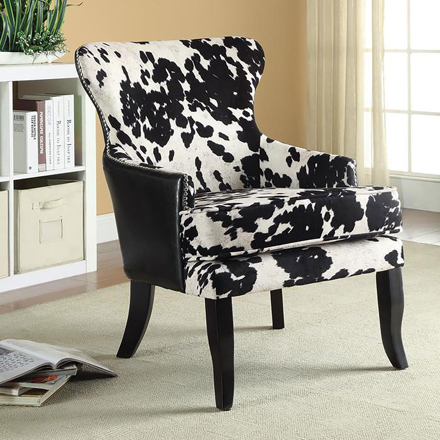 Coaster Furniture 902169 Trea Cowhide Print Upholstered Accent Chair Black and White