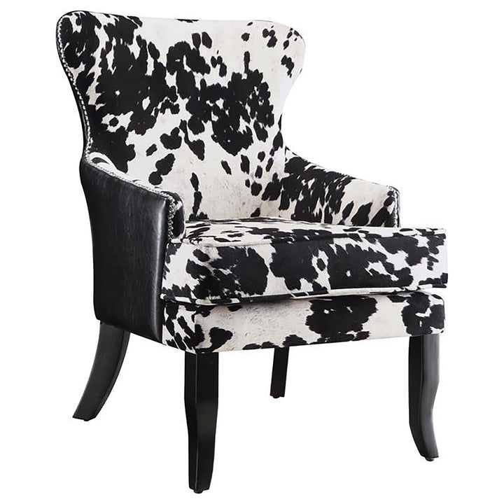 Coaster Furniture 902169 Trea Cowhide Print Upholstered Accent Chair Black and White