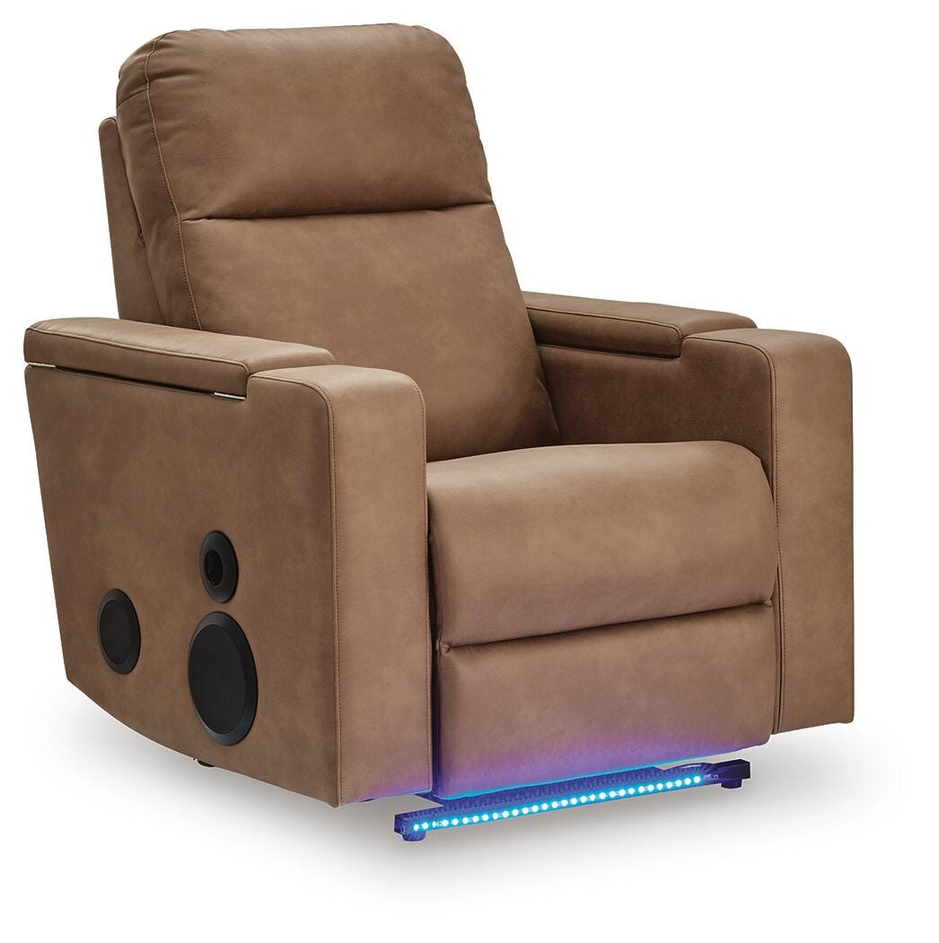 Lorrenton Power Glider Recliner with Audio System - Light Brown (1)