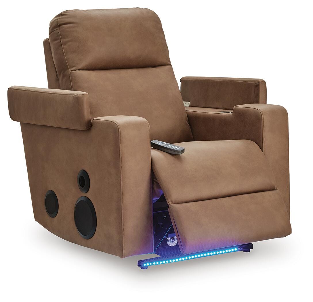 Lorrenton Power Glider Recliner with Audio System - Light Brown (2)