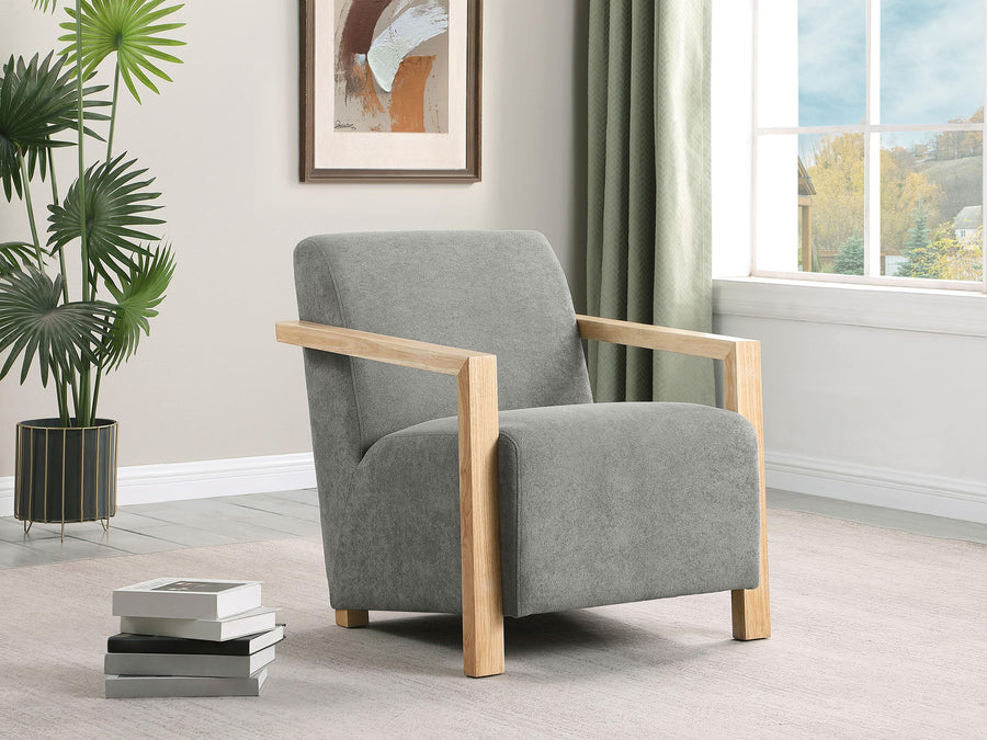 Coaster Furniture 902269 Diego Upholstered Accent Arm Chair with Wood Arms Grey
