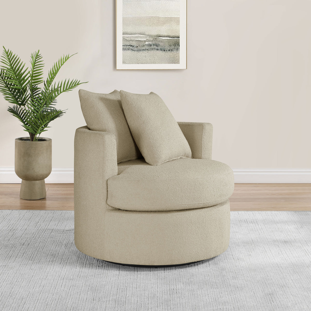 Debbie - Upholstered Swivel Accent Chair - Camel