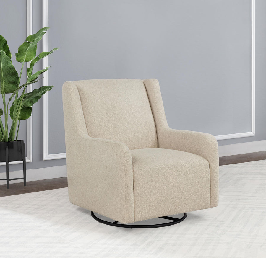 Coaster Furniture 902453 Serra Boucle Upholstered Swivel Glider Recliner Sandy Beige