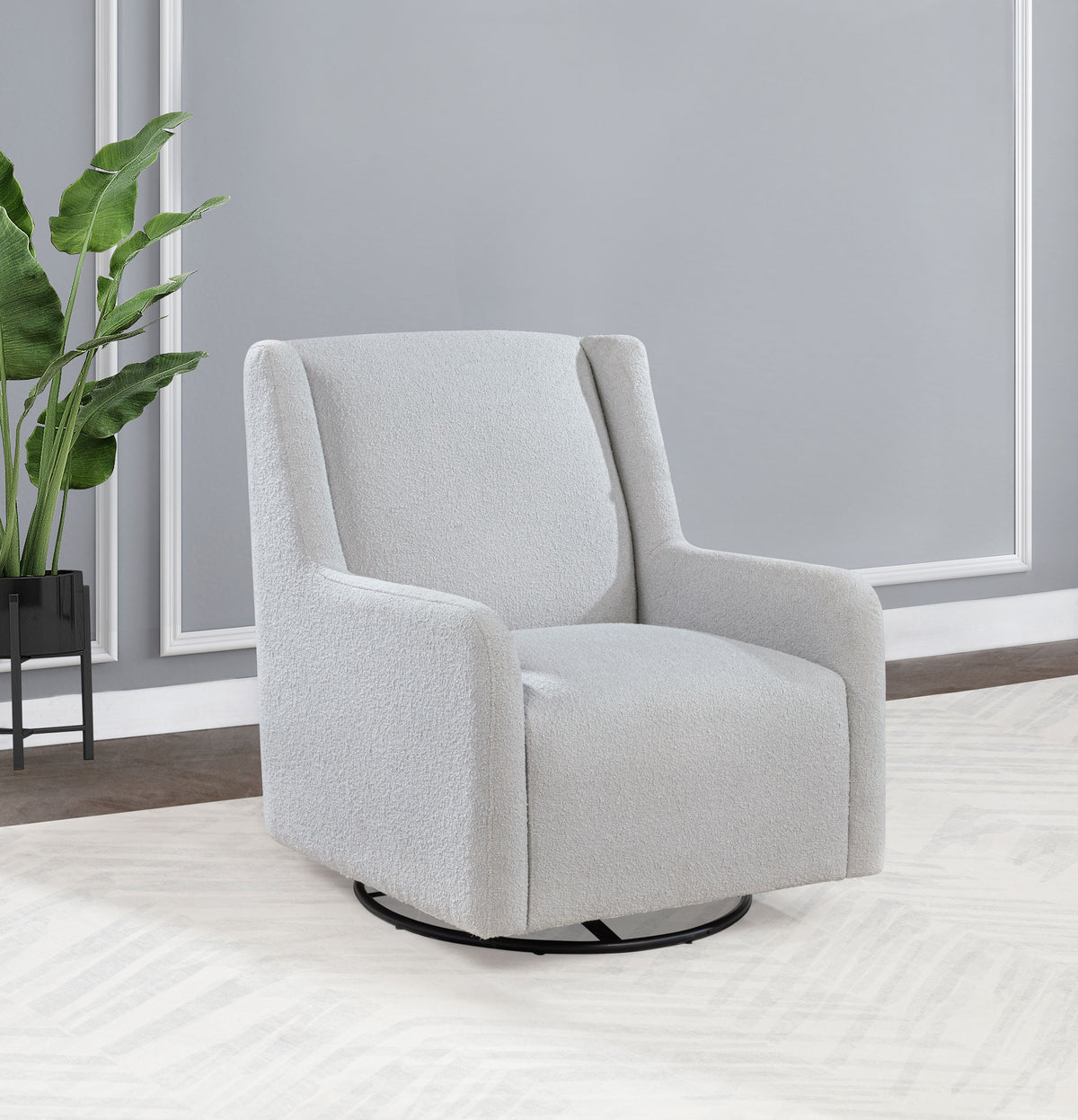 Serra - Boucle Upholstered Swivel Glider Recliner - Dove Gray