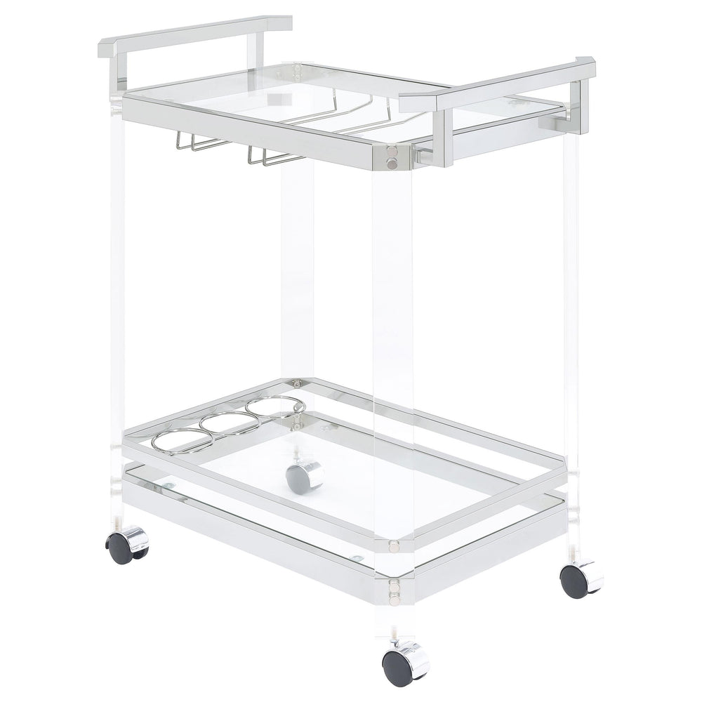 Coaster Furniture 902589 Jefferson 2-tier Glass Shelf Acrylic Bar Cart Chrome