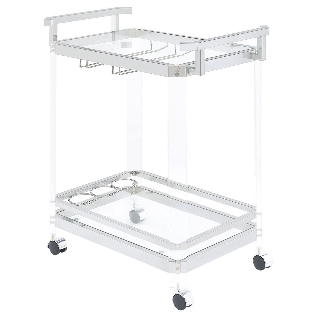 Coaster Furniture 902589 Jefferson 2-tier Glass Shelf Acrylic Bar Cart Chrome