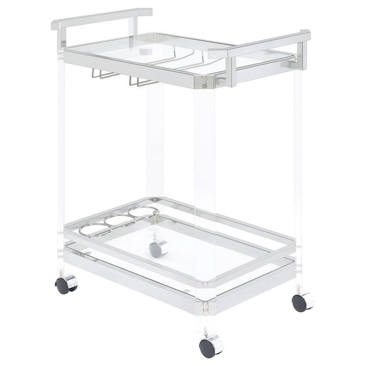 Coaster Furniture 902589 Jefferson 2-tier Glass Shelf Acrylic Bar Cart Chrome