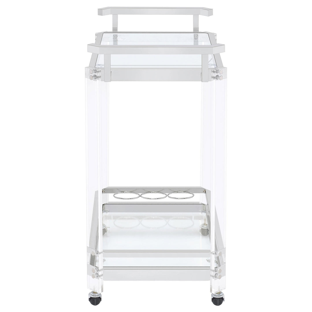 Coaster Furniture 902589 Jefferson 2-tier Glass Shelf Acrylic Bar Cart Chrome