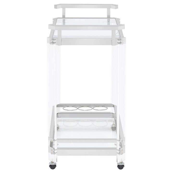 Coaster Furniture 902589 Jefferson 2-tier Glass Shelf Acrylic Bar Cart Chrome
