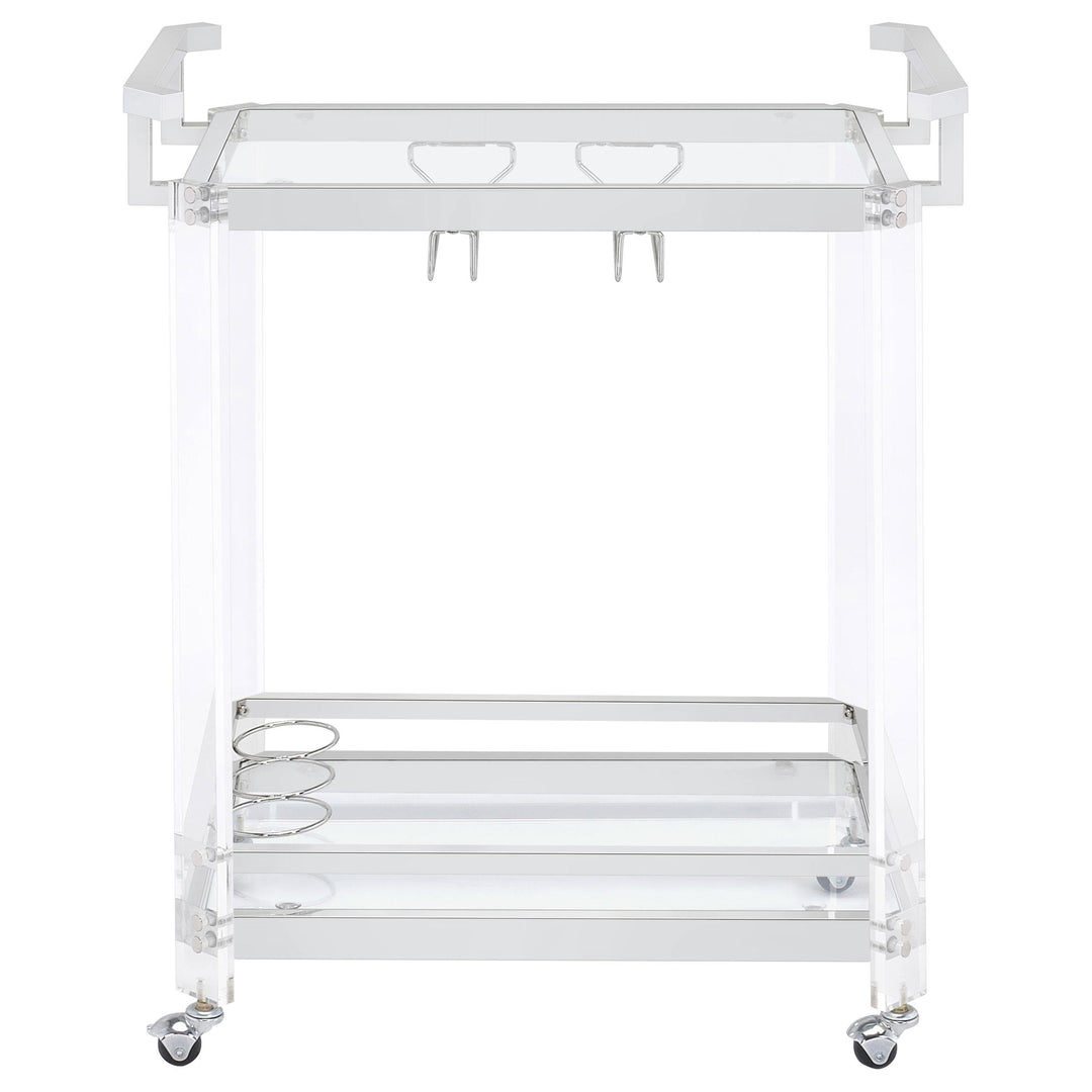 Coaster Furniture 902589 Jefferson 2-tier Glass Shelf Acrylic Bar Cart Chrome