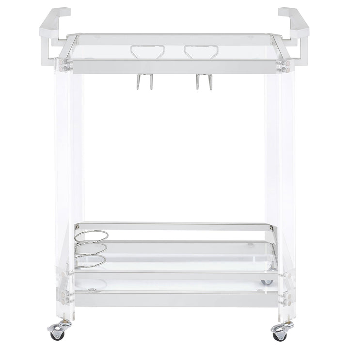 Coaster Furniture 902589 Jefferson 2-tier Glass Shelf Acrylic Bar Cart Chrome
