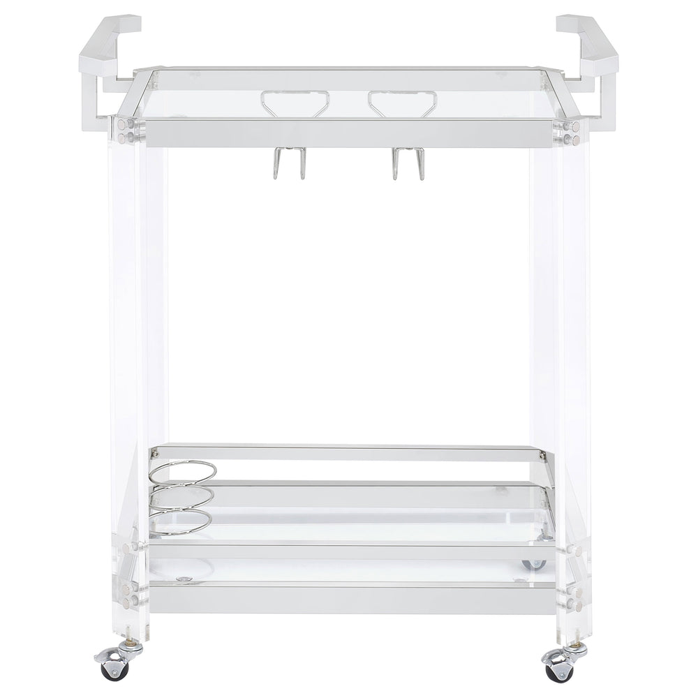 Jefferson - 2-Tier Glass Shelf Acrylic Bar Cart - Chrome