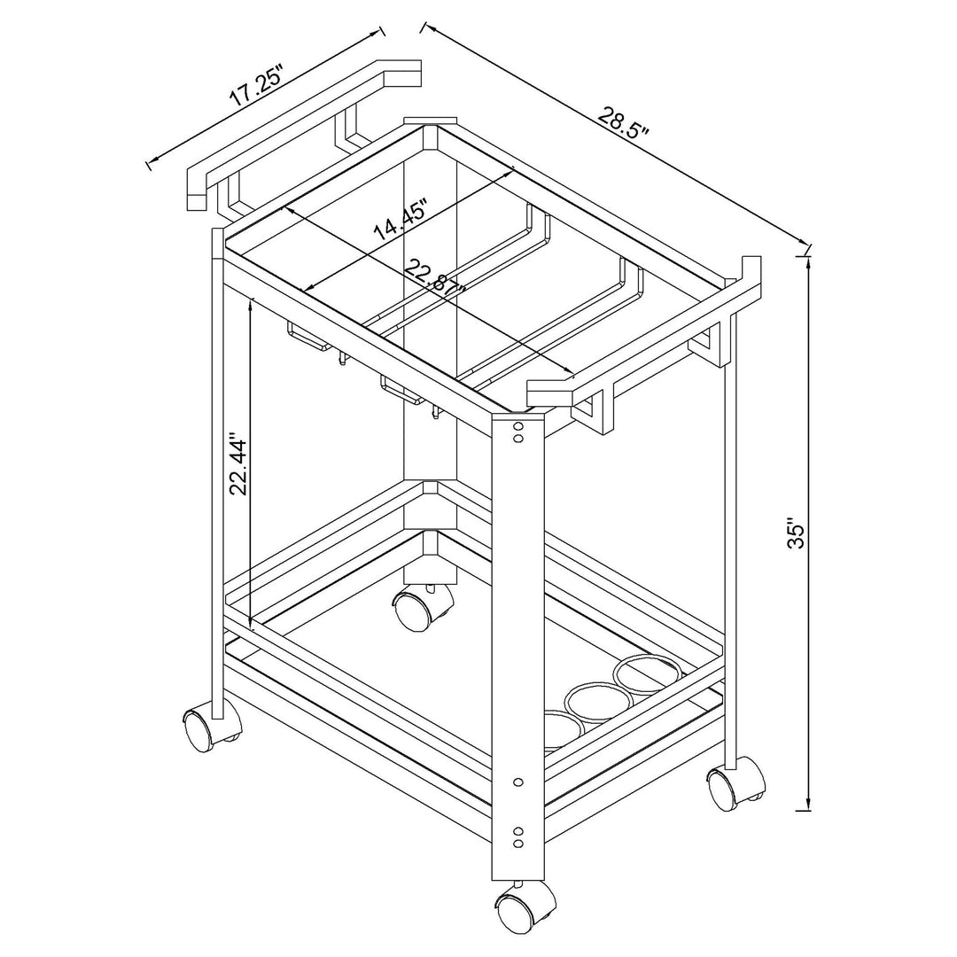 Coaster Furniture 902589 Jefferson 2-tier Glass Shelf Acrylic Bar Cart Chrome