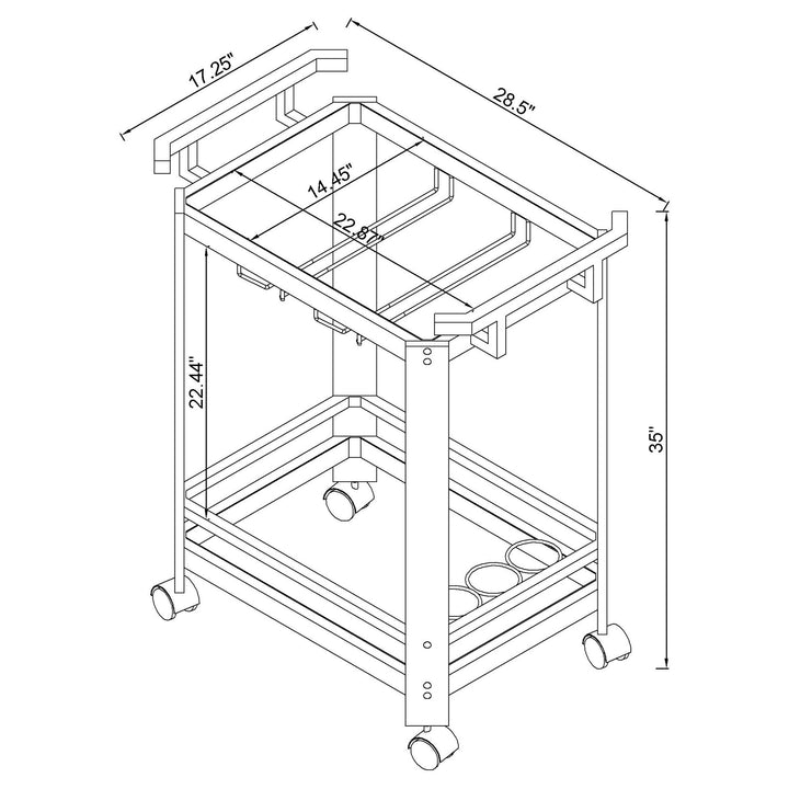 Coaster Furniture 902589 Jefferson 2-tier Glass Shelf Acrylic Bar Cart Chrome