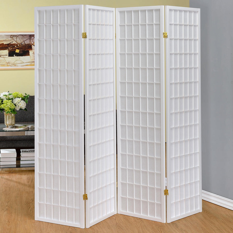 Coaster Furniture 902626 Roberto 4-Panel Room Divider Folding Shoji Screen White