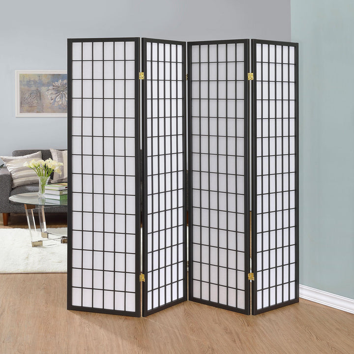 Coaster Furniture 902631 Roberto 4-Panel Room Divider Folding Shoji Screen Dark Grey