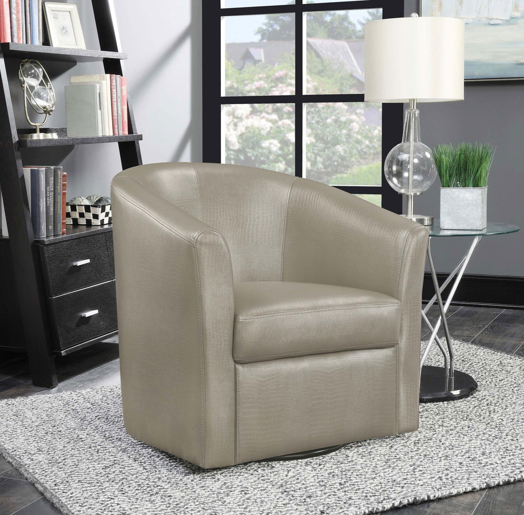 Coaster Furniture 902726 Turner Upholstered Barrel Back Swivel Chair Champagne