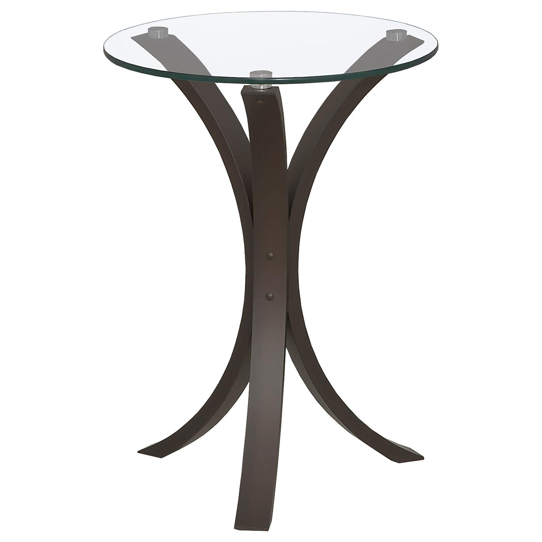 Coaster Furniture 902867 Edgar Round Glass Top Accent Side Table Cappuccino