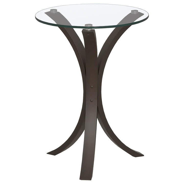 Coaster Furniture 902867 Edgar Round Glass Top Accent Side Table Cappuccino