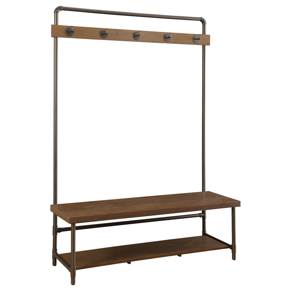 Coaster Furniture 902921 Alise 5 Hook Coat Rack Hall Tree with Shoe Bench Chestnut