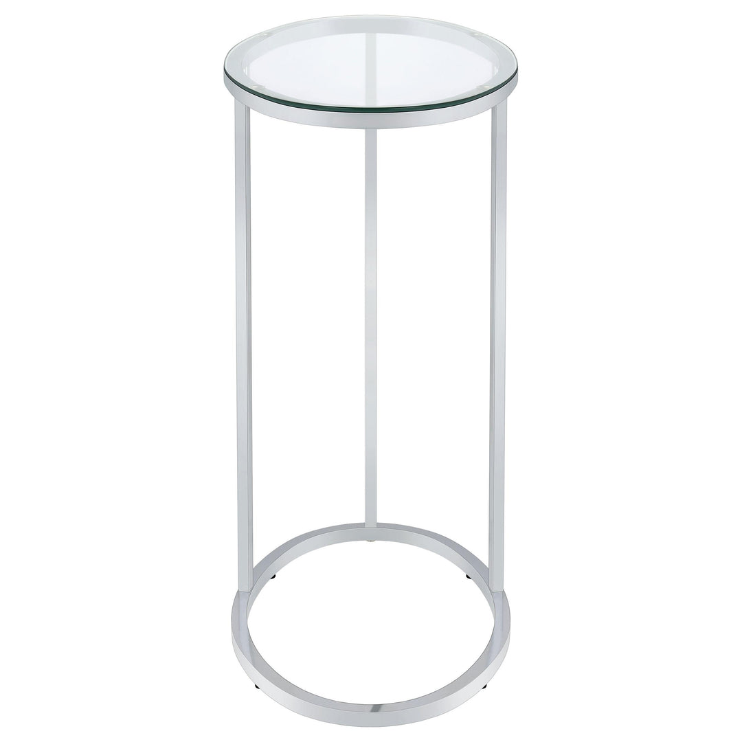 Coaster Furniture 902927 Kyle Oval Glass Top C-Shaped Sofa Side Table Chrome