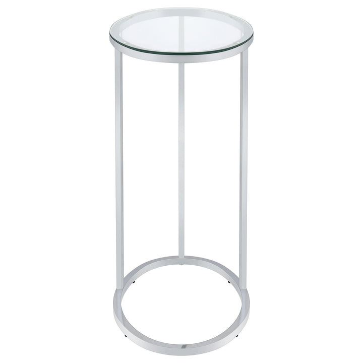 Coaster Furniture 902927 Kyle Oval Glass Top C-Shaped Sofa Side Table Chrome