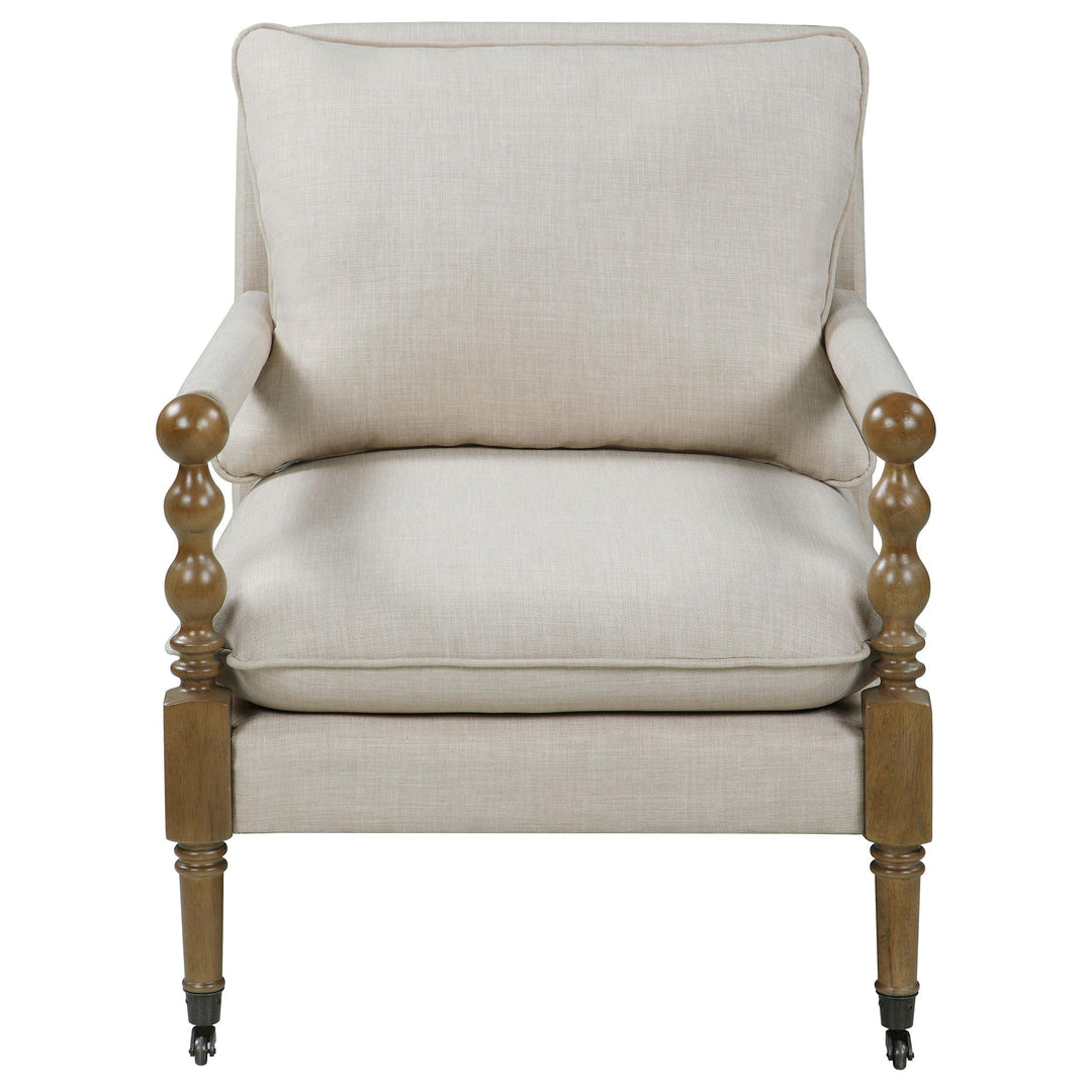 Coaster Furniture 903058 Dempsy Upholstered Accent Chair with Casters Beige