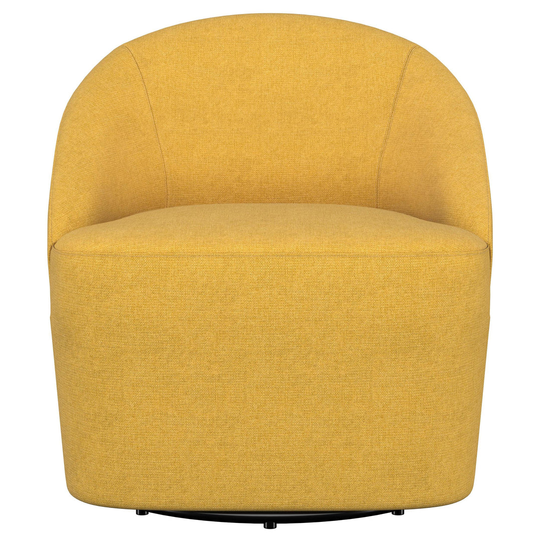 Coaster Furniture 903076 Leon Upholstered Barrel Accent Swivel Chair Mustard Yellow