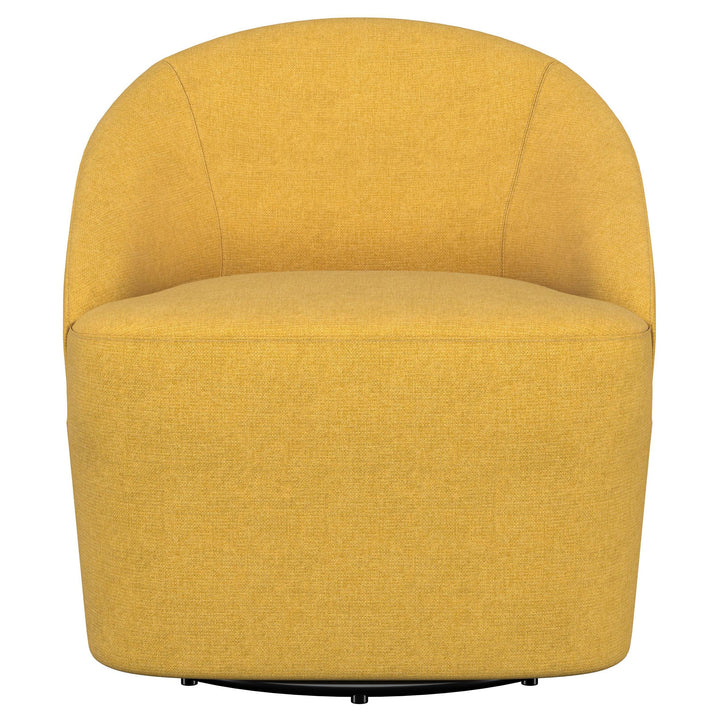 Coaster Furniture 903076 Leon Upholstered Barrel Accent Swivel Chair Mustard Yellow