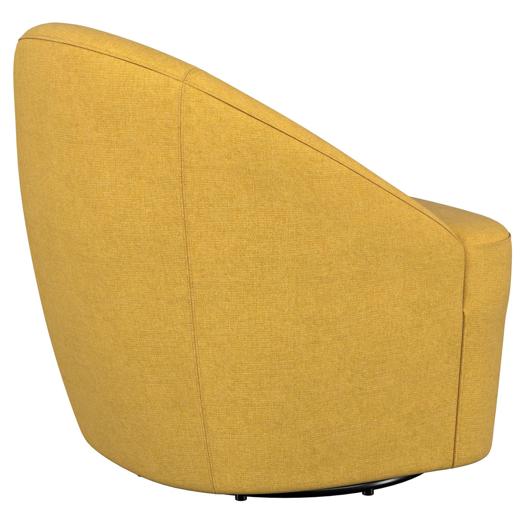 Coaster Furniture 903076 Leon Upholstered Barrel Accent Swivel Chair Mustard Yellow