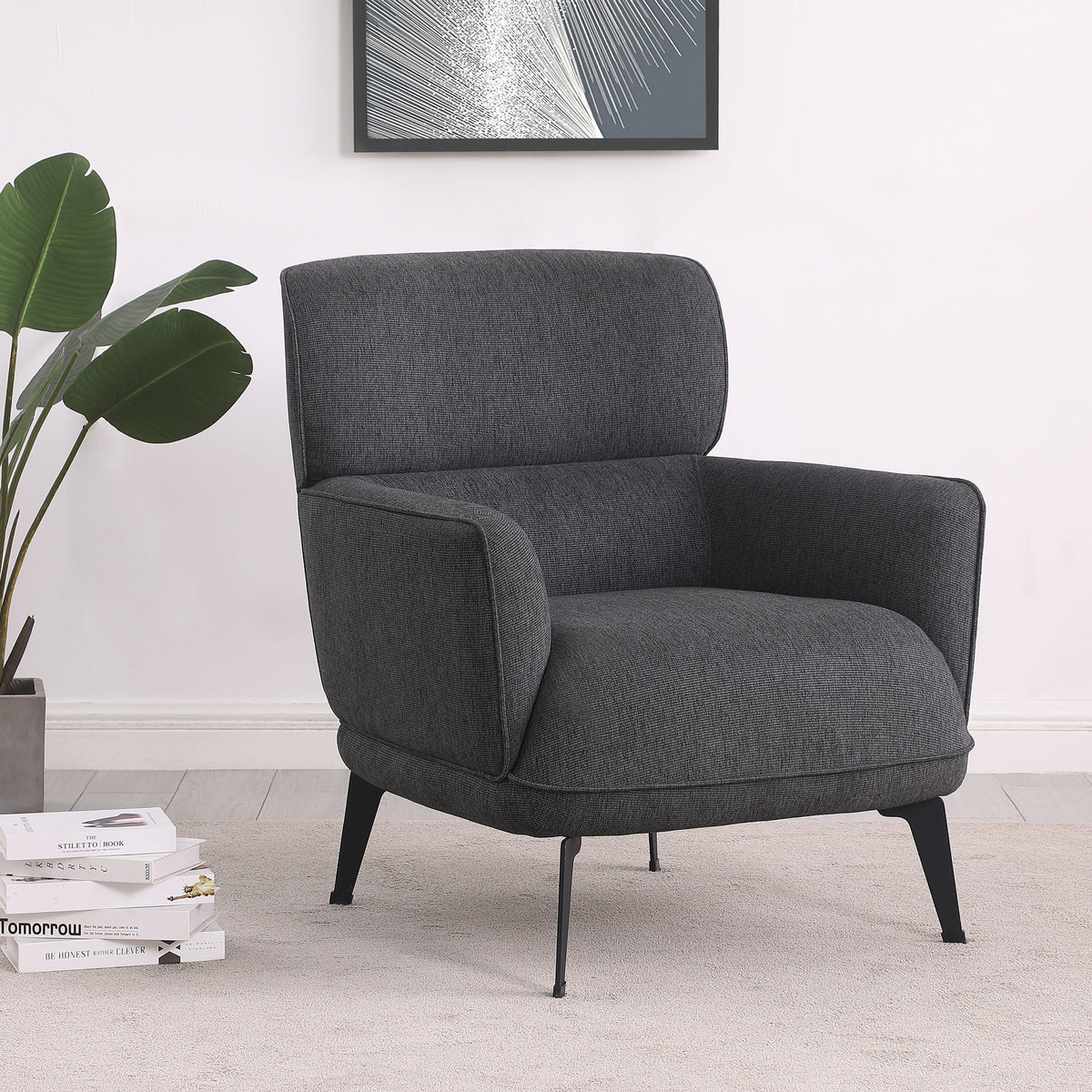 Andrea - Upholstered Crecent Arm Accent Chair - Gray