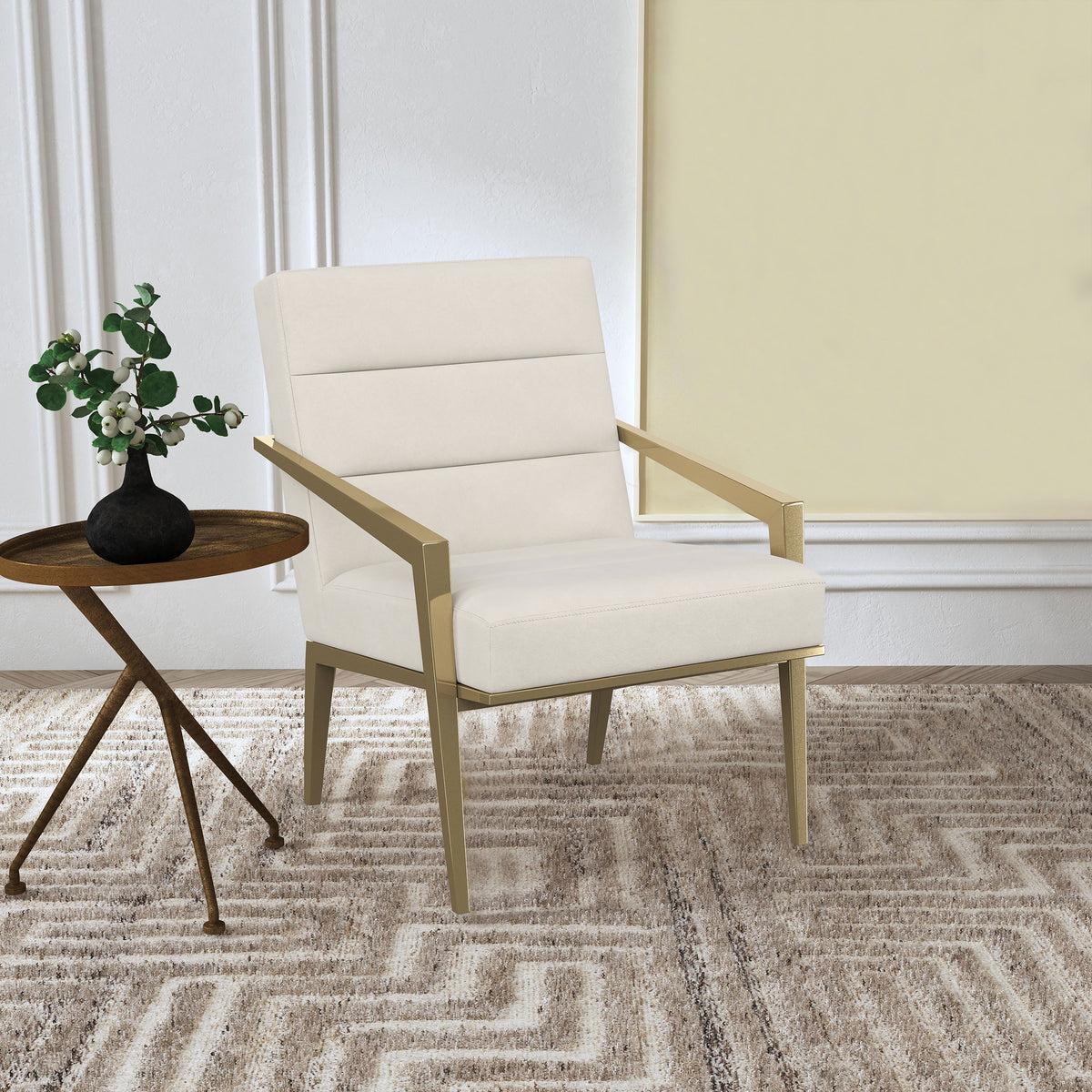 Kirra - Upholstered Metal Arm Accent Chair - Cream