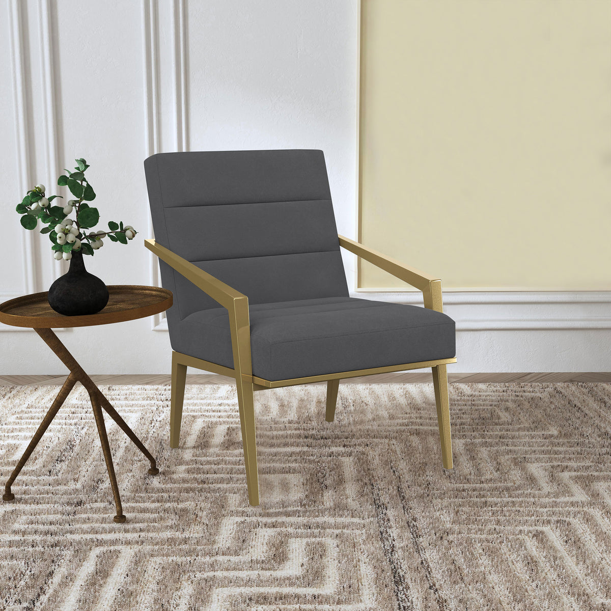 Kirra - Upholstered Metal Arm Accent Chair - Dark Gray