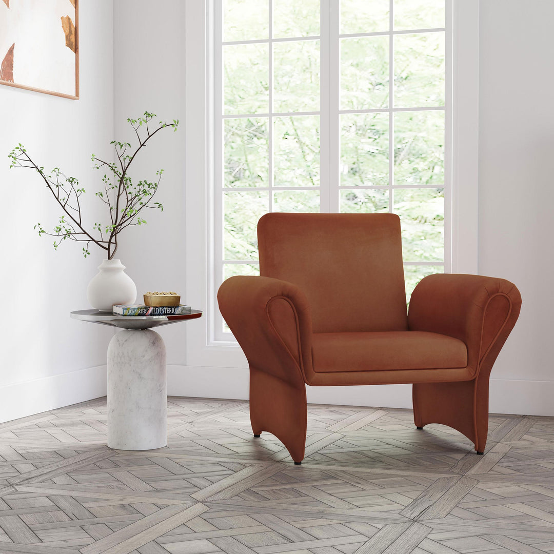 Coaster Furniture 903150 Liana Upholstered Roll Arm Accent Armchair Rust Orange