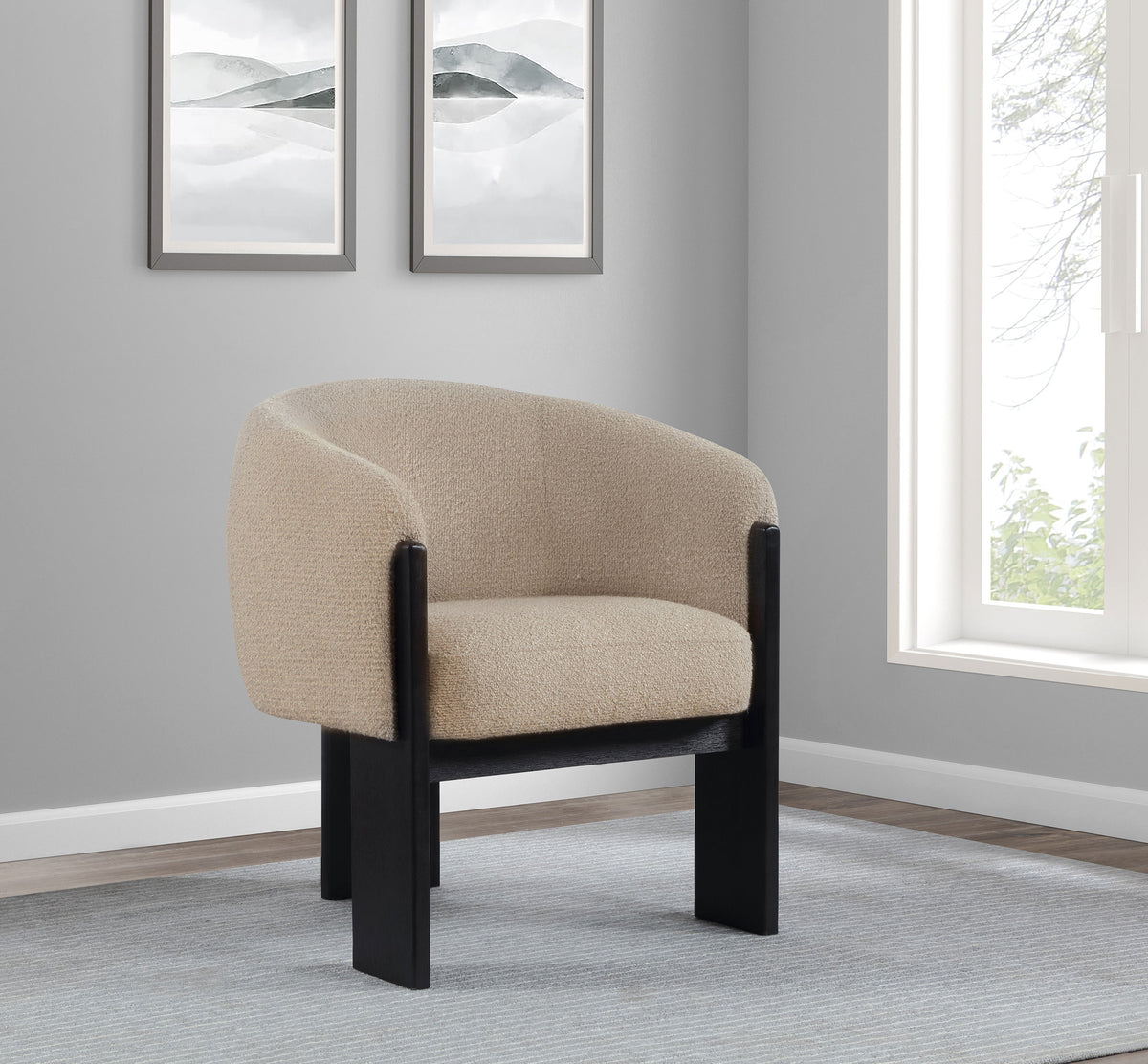 Valdez - Boucle Upholstered Barrel Back Accent Chair - Beige