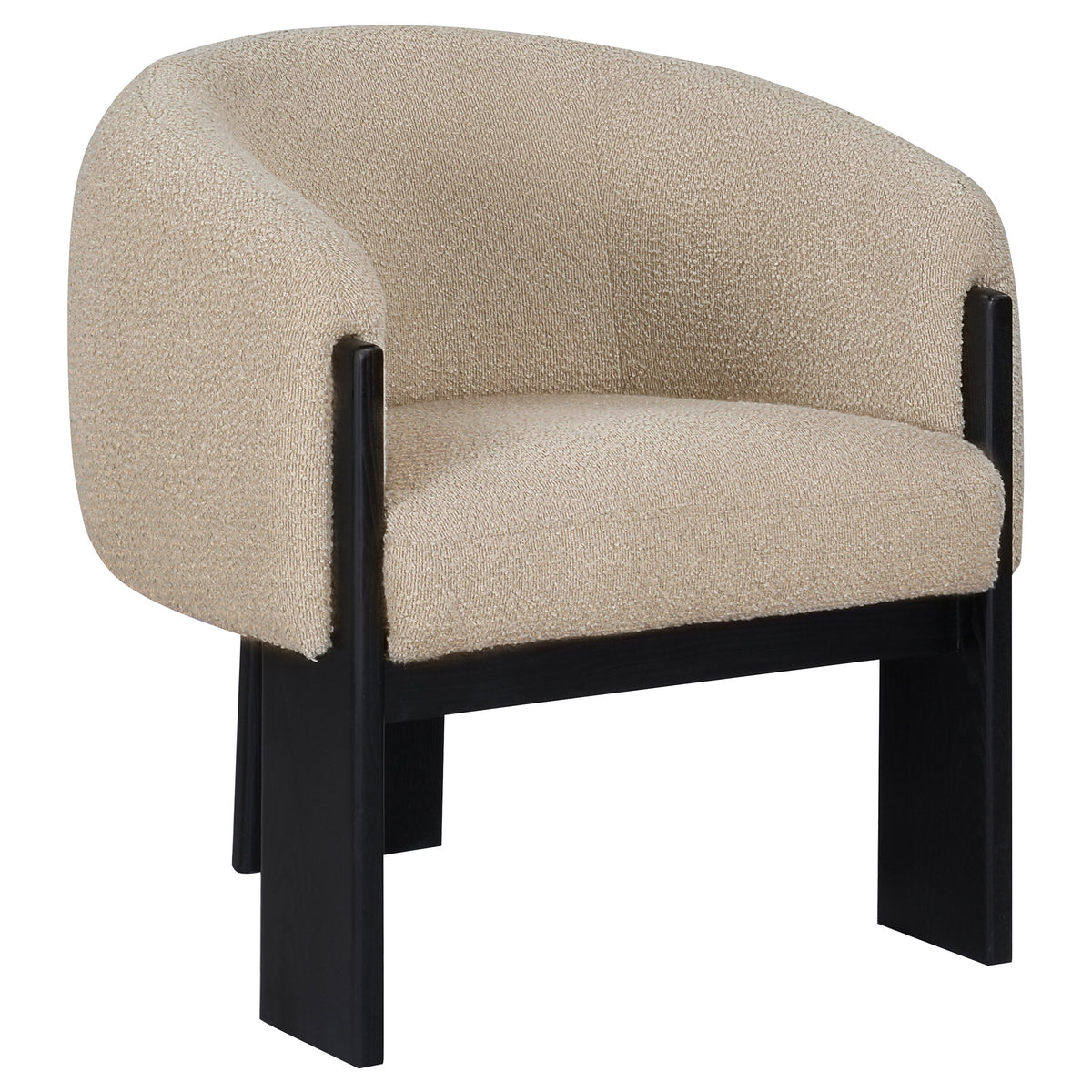 Valdez - Boucle Upholstered Barrel Back Accent Chair - Beige