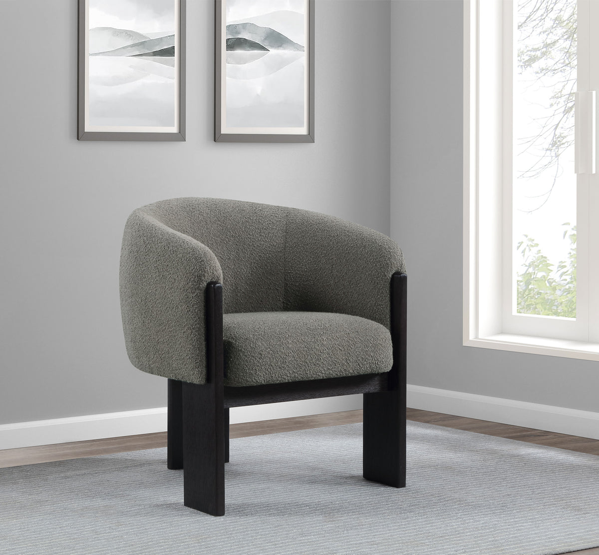 Valdez - Boucle Upholstered Barrel Back Accent Chair - Brown