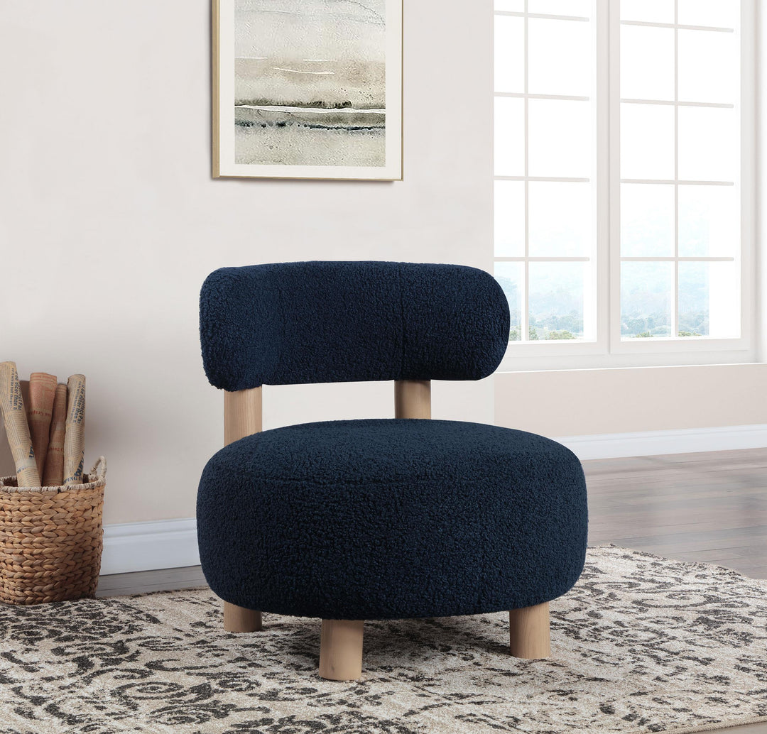 Coaster Furniture 903168 Zonie Boucle Upholstered Barrel Back Accent Chair Blue