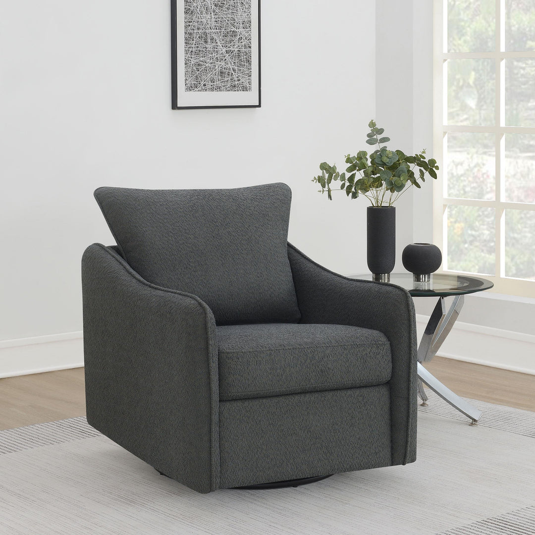Coaster Furniture 903393 Madia Upholstered Sloped Arm Swivel Glider Chair Charcoal