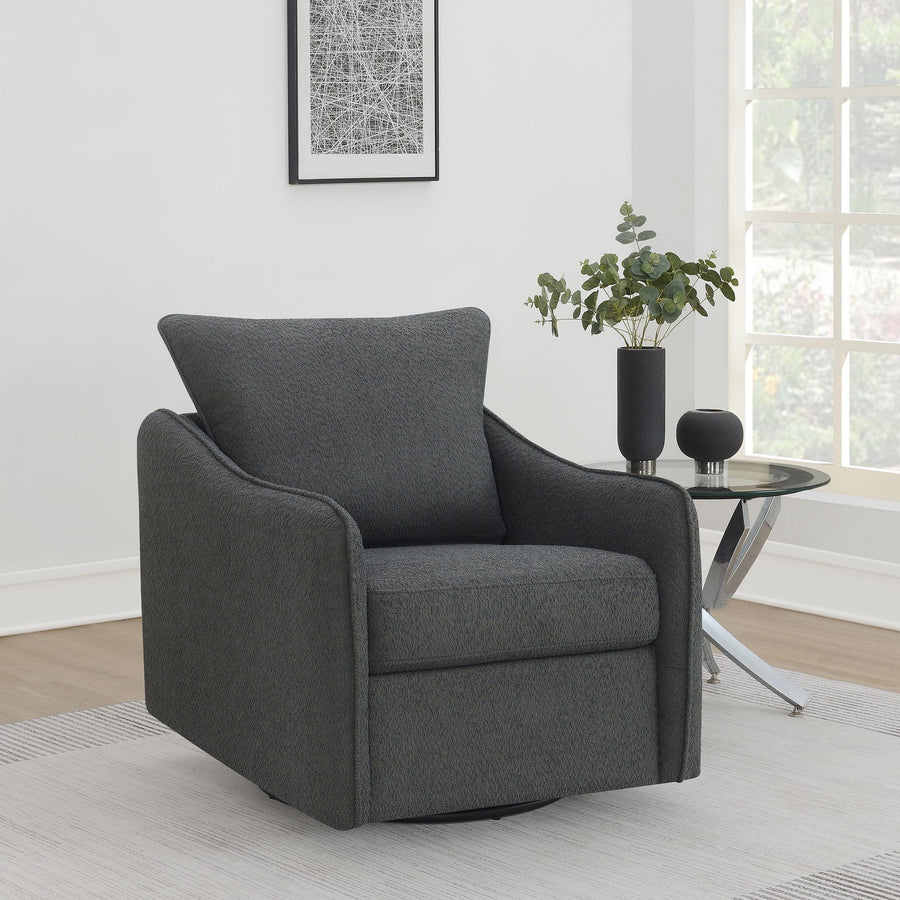 Coaster Furniture 903393 Madia Upholstered Sloped Arm Swivel Glider Chair Charcoal